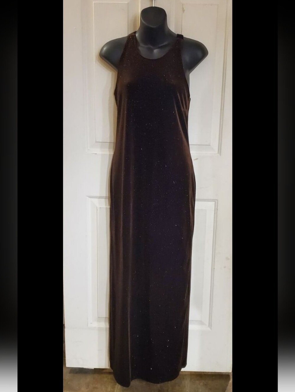 Sleeveless Chocolate Sparkle Maxi Dress